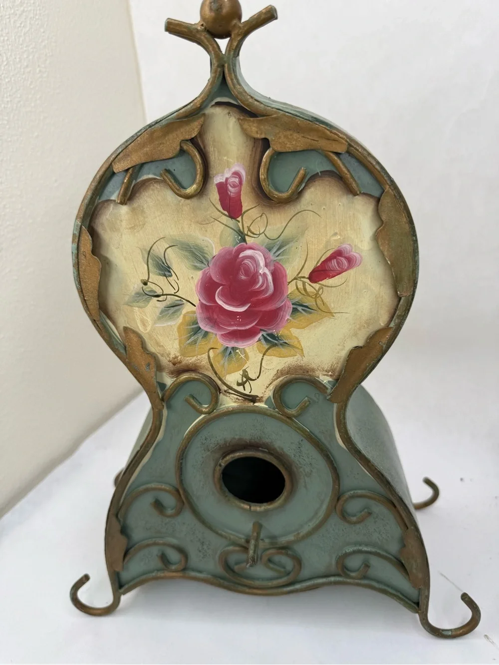 Unique Vintage Metal Hand Painted Bird House 14” x 10”